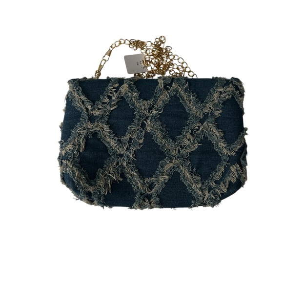 Handbags - Stylish Blue Denim Bag with Gold Chain
